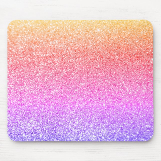 Goldkornrosa Lila Funkelnd Regenbogen-Glitzer Mousepad (Vorne)