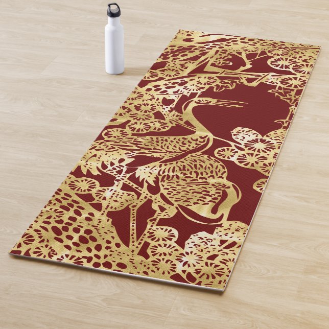 Goldkrane über Rot Yogamatte (Beispiel)