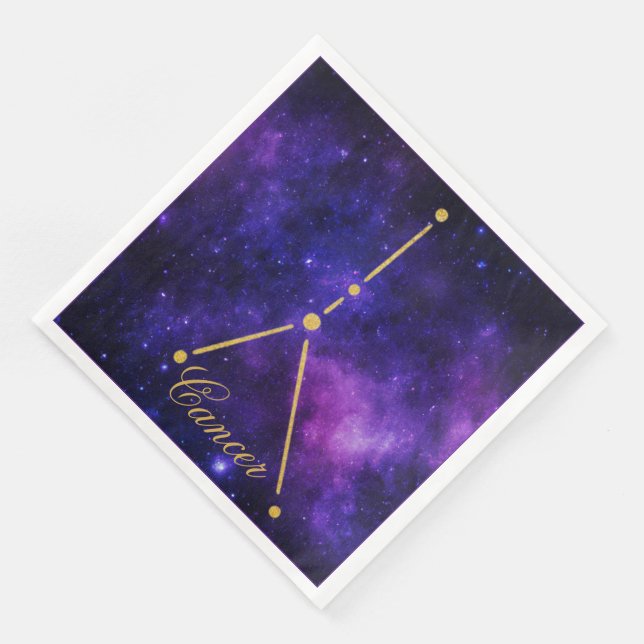 Goldkrebskonstellation auf der dunklen Galaxie | Serviette (Ecke)