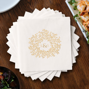 Goldkreis von Blätter Hochzeit Monogramm Brauch Servietten Mit Folie