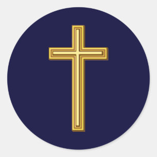 Goldkreuz auf Blau Runder Aufkleber