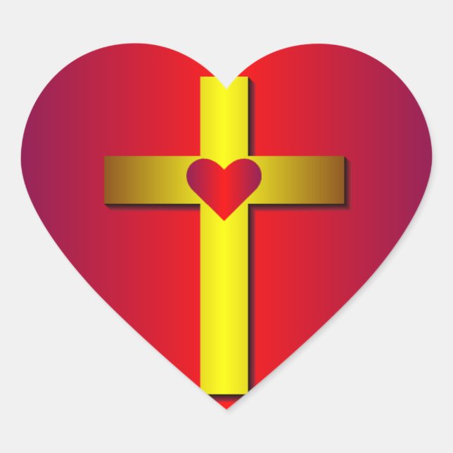 Goldkreuz Herz-Aufkleber (Vorderseite)