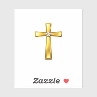 Goldkreuz-Perlen-Blumen-Center-Ostersymbol Aufkleber