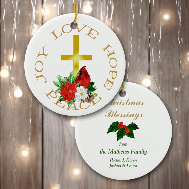 Goldkreuz Roter Kardinal Bouquet Keramikornament (Von Creator hochgeladen)