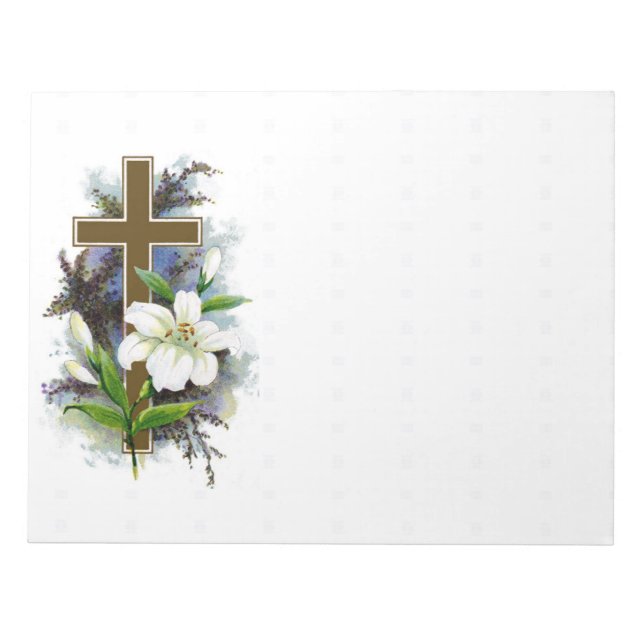 Goldkreuz und Blume Notepad Notizblock (Vorderseite)
