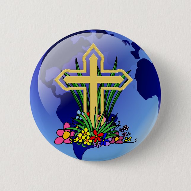 Goldkreuz und -Blumen Button (Vorderseite)