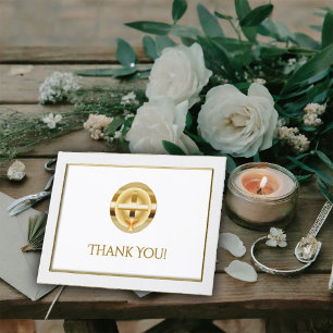 Goldkreuz und Chalice Katholische Hochzeit Dankeskarte