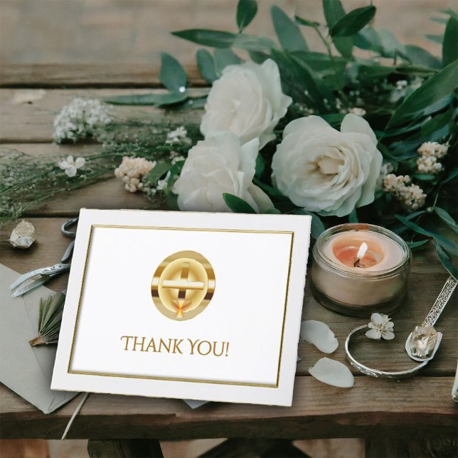 Goldkreuz und Chalice Katholische Hochzeit Dankeskarte (Von Creator hochgeladen)