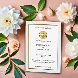 Goldkreuz und Chalice Katholische Hochzeit Save The Date