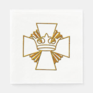 Goldkreuz und -krone serviette