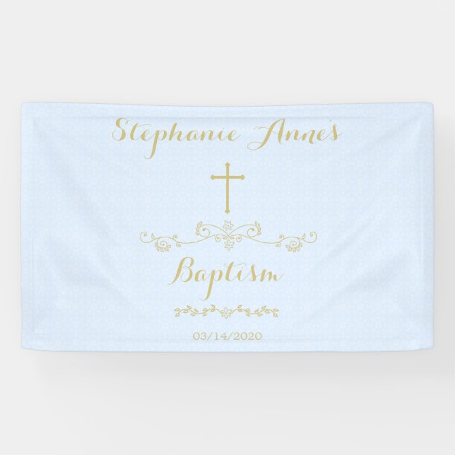 Goldkreuz und -lorbeer in hellblauem banner (Horizontal)