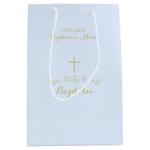 Goldkreuz und -lorbeer in hellblauem mittlere geschenktüte