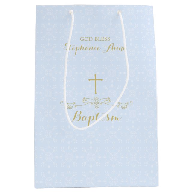 Goldkreuz und -lorbeer in hellblauem mittlere geschenktüte (Vorderseite)