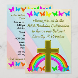 GOLDKREUZ UND SCHALTFLÄCHE 85. GEBURTSTAG EINLADUNG