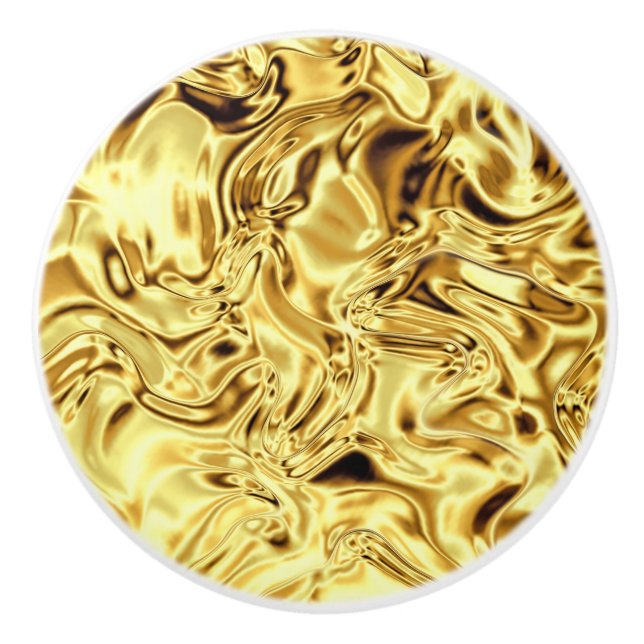 Goldkrinkle Hübsch Keramikknauf (Vorderseite)