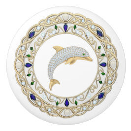 Goldkristall-Delfin 2D-Grafik Ozean Meer Marine Keramikknauf