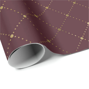 Goldkristall-Grill-Geometrie-Zauber Burgunders Geschenkpapier