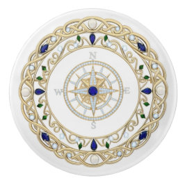 Goldkristall-Nautik-Kapitän-Schiff-Kompassrose Keramikknauf