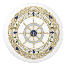 Goldkristall-Nautik-Kapitän-Schiffsrad-Steuerrad Keramikknauf