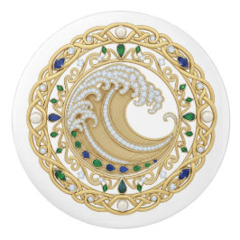 Goldkristall-Ozean-Große-Welle-2D-Grafik-Edelstein Keramikknauf
