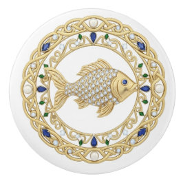 Goldkristallfisch 2D-Grafik Edelstein Meer Ozean Keramikknauf