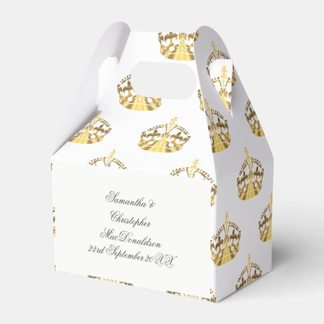 Goldkrone auf Farbhochzeit Geschenkschachtel (Rückseite)