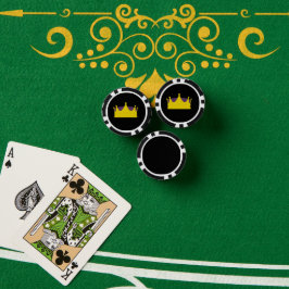 Goldkrone auf schwarz pokerchips