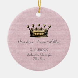 Goldkrone rosa Geburtserklärung Keepake Keramik Ornament
