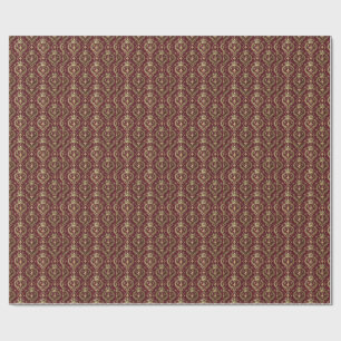 Goldkrone und roter Samt Royal Damast Muster Kunst Geschenkpapier