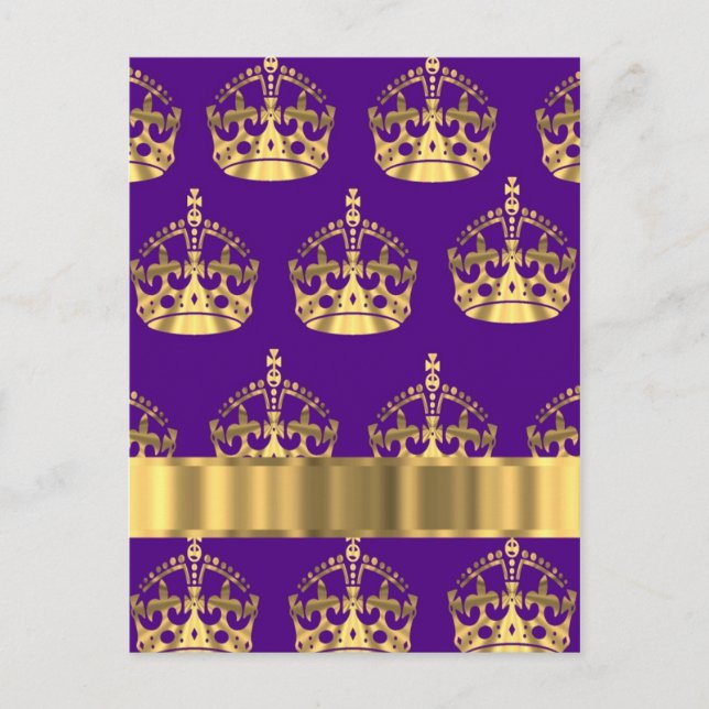 Goldkronen auf Lila Postkarte (Vorderseite)