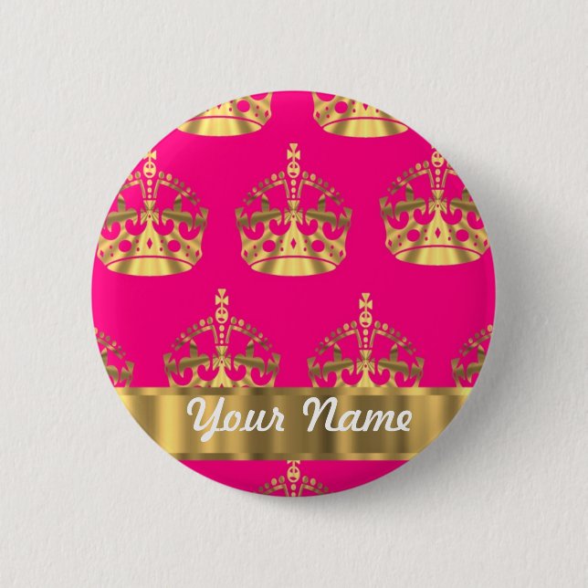 Goldkronen auf Pink Button (Vorderseite)