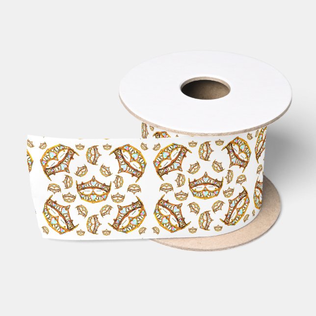 Goldkronen-Kronen-Kraut-Weißsatin-Band Satinband (Spule)
