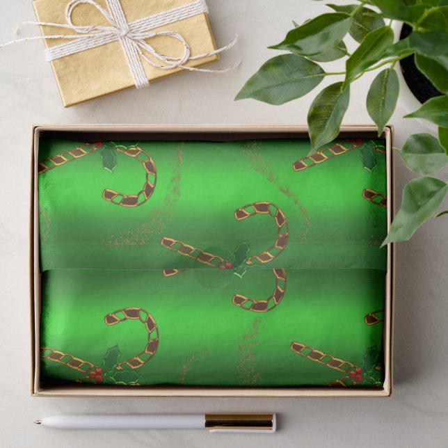 Goldkronen und Holly zu grünen Weihnachten Seidenpapier (Geschenk)