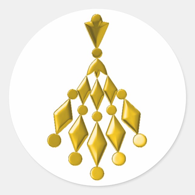 Goldkronleuchter Runder Aufkleber (Vorderseite)