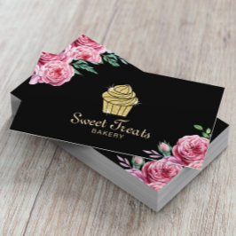 Goldkuchen Bäckerei Süße Leckereien Moderne Blumen Visitenkarte