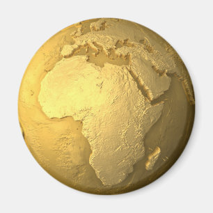 Goldkugel - Metal Erde, Afrika, 3d übertragen Magnet