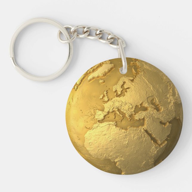 Goldkugel - Metallerde. Europa, 3d übertragen Schlüsselanhänger (Vorderseite)