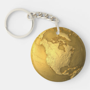 Goldkugel - Metallerde. Nordamerika, 3d übertrage Schlüsselanhänger