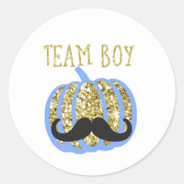 GoldkürbisTEAM BOY Gender Reveal Game Labels Runder Aufkleber