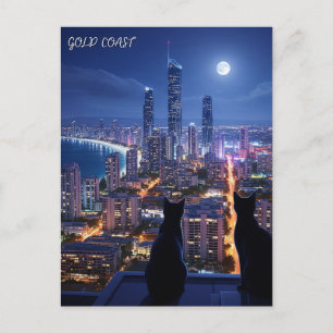 Goldküste Australien Katzen bei Nacht Postkarte