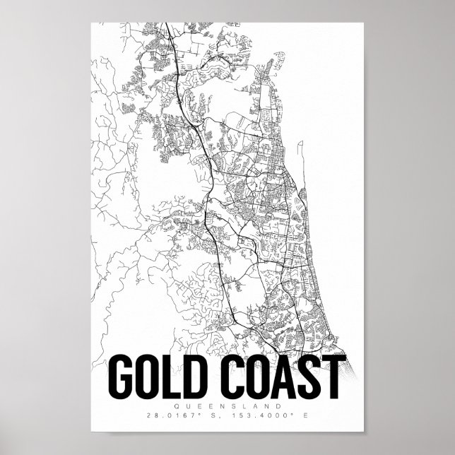Goldküste Australien Minimalistische Karte Poster (Vorne)