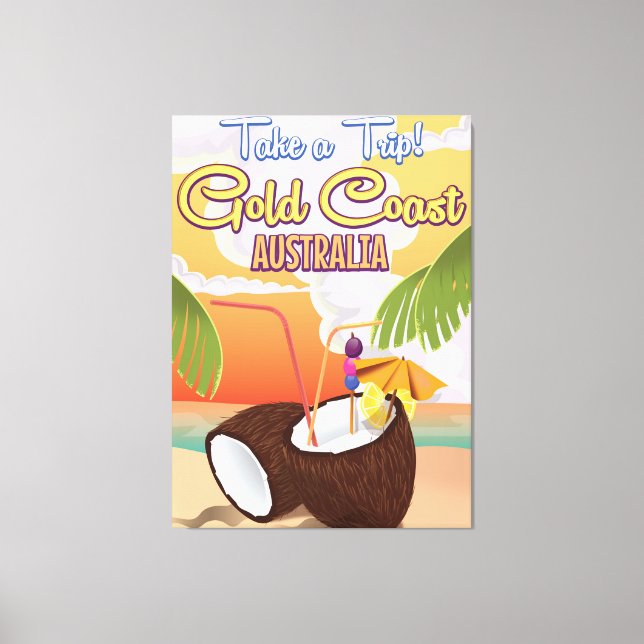 Goldküste, Australien Reiseplakat Leinwanddruck (Vorderseite)