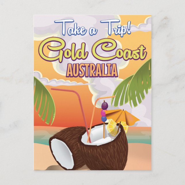 Goldküste, Australien Reiseplakat Postkarte (Vorderseite)
