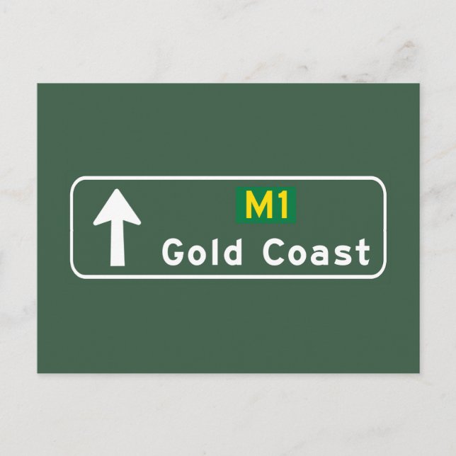Goldküste, Australien Straßenzeichen Postkarte (Vorderseite)