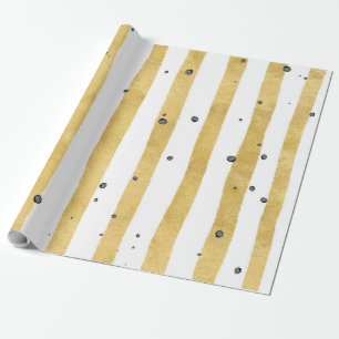 Goldlackierte Streifen Schwarzes Aquarellmuster Geschenkpapier