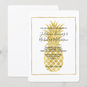 Goldlädt schillernde Ananas-Hochzeit ein Einladung