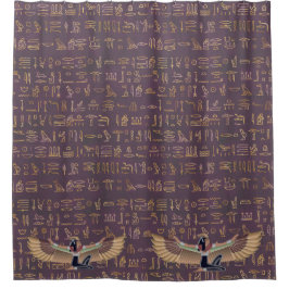 Goldlavender ägyptische Prinzessin Hieroglyphen Duschvorhang