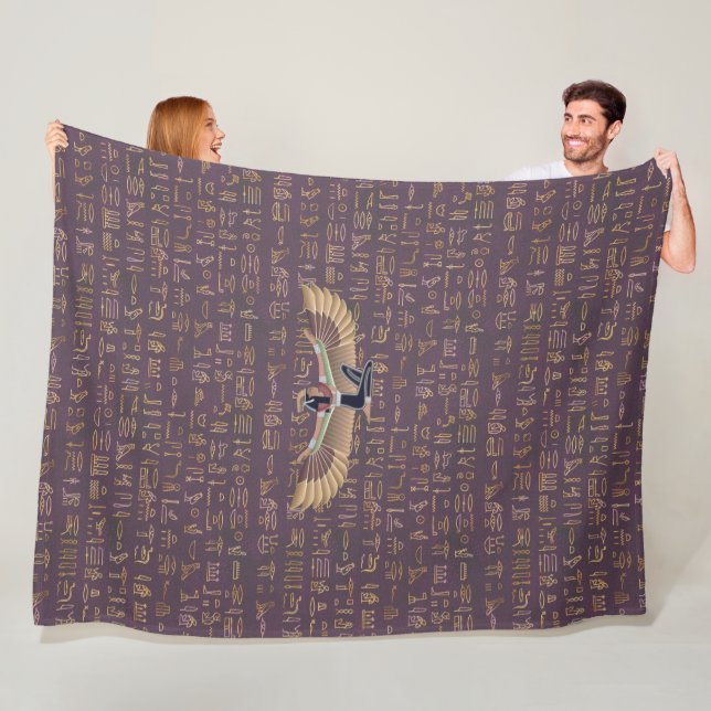 Goldlavender ägyptische Prinzessin Hieroglyphen Fleecedecke (Beispiel)