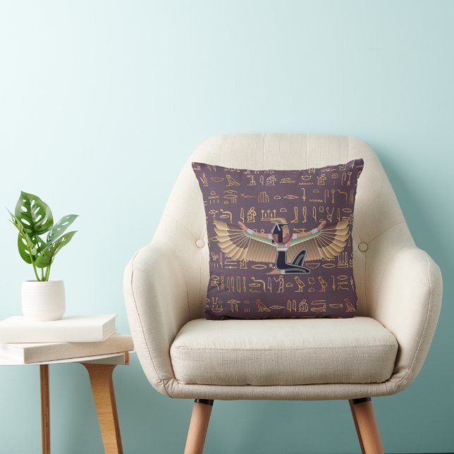 Goldlavender ägyptische Prinzessin Hieroglyphen Kissen (Stuhl )