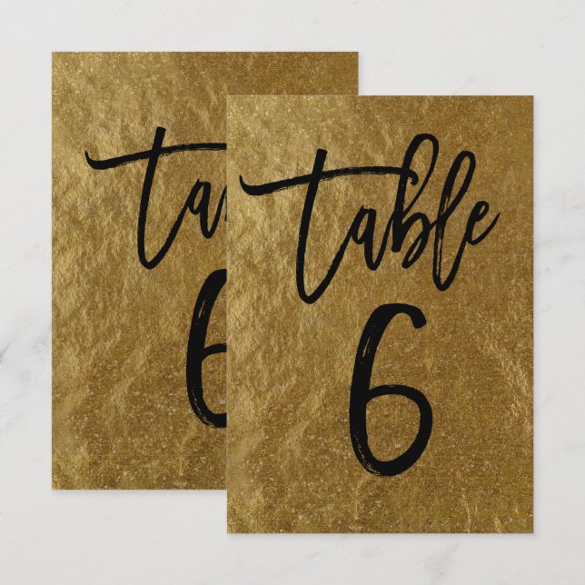 Goldleaf Foil Moderne Script-Tischnummer 6 Einladung (Vorne/Hinten)